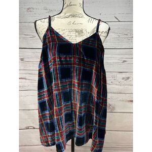 Torrid Women's Plus Size 00 Plaid Velvet Swing Cami‎ Top Sleeveless
